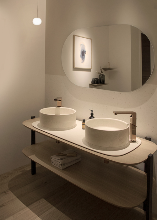 JHS Jorge Herrera Studio Balda Porcelanosa washbasin furniture bathroom stone double sink mirror